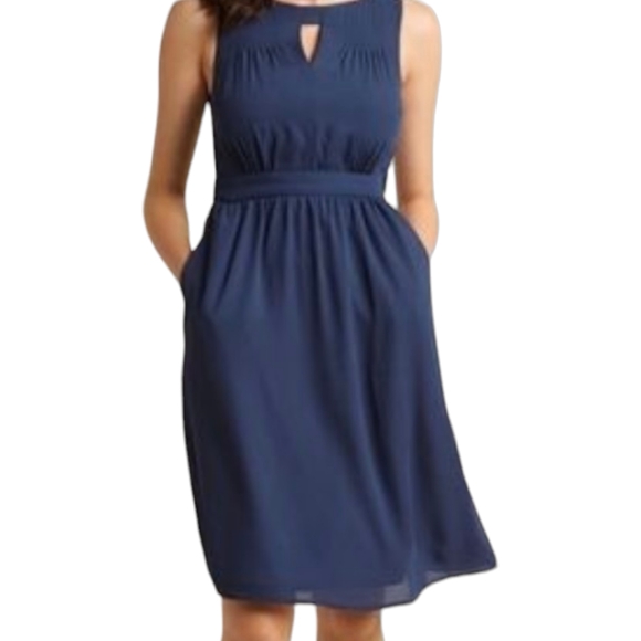 Modcloth Dresses & Skirts - Modcloth Fervour Navy Blue Hidden Pocket Midi Dress Size Small